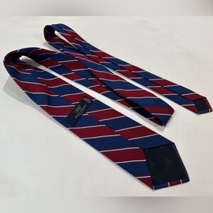 346 Brooks Brothers Pure Silk Tie 58” Striped Red Blue Men Holiday Workwear